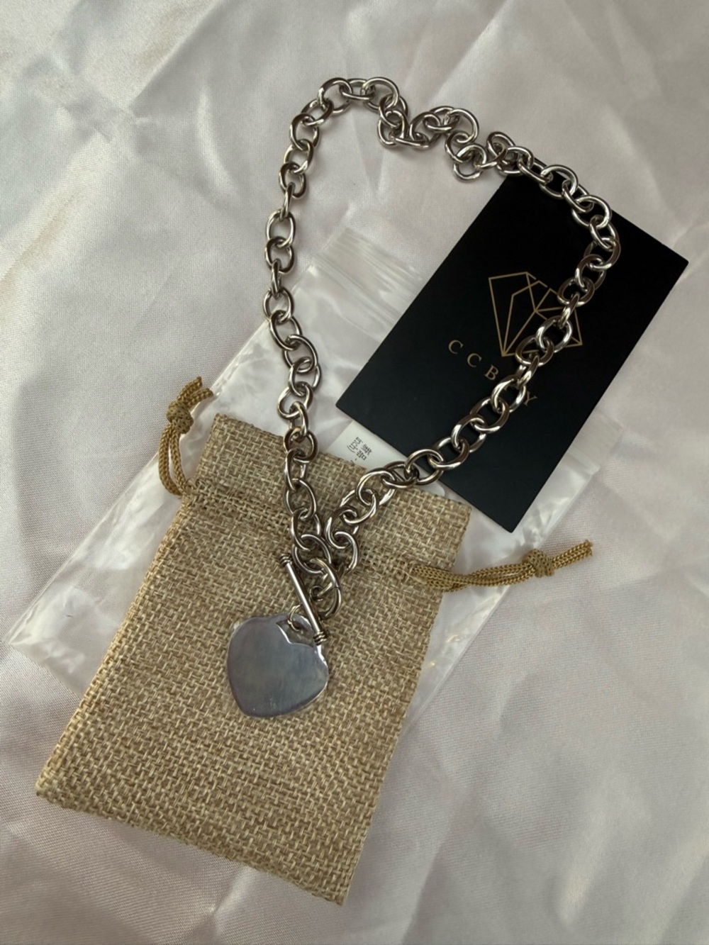 Silver Chunky Heart Toggle Necklace
